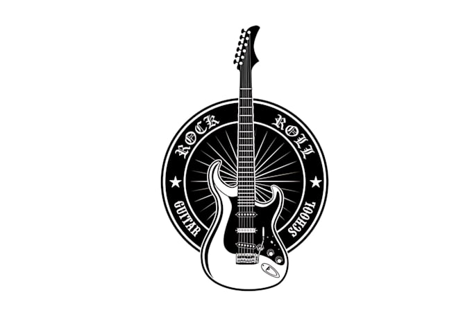 create vintage summer guitar dinosaur logo