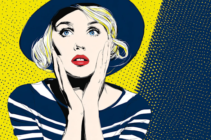draw a retro pop art roy lichtenstein style
