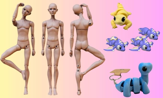 design 3d flexi toy 3d articulated bjd doll 3d flexi model stl file