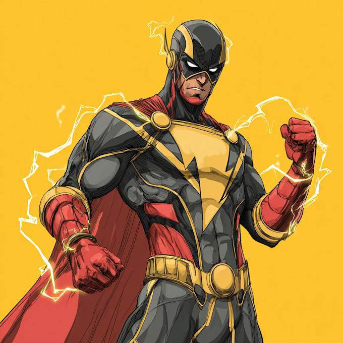 make a concept art superhero character design for comics