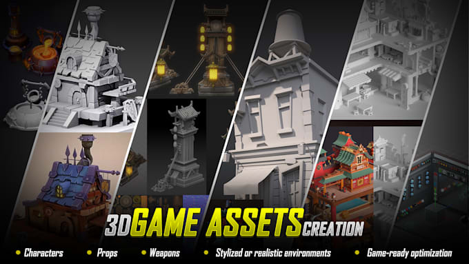 create high quality 3d game assets and props for unity, unreal, and mobile games