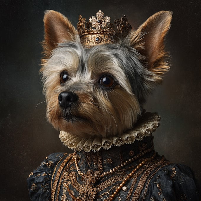 draw a custom royal pet portrait in high quality