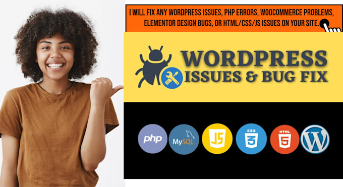 fix any wordpress issues, PHP errors, woocommerce, elementor, HTML, CSS, js bugs
