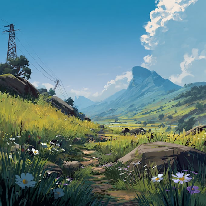Draw a fantasy art stylized environment background art illustration by ...