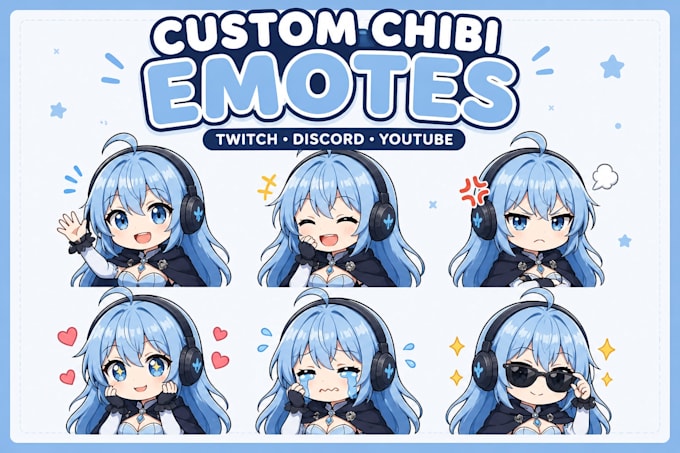 draw custom chibi emotes and mascot logo