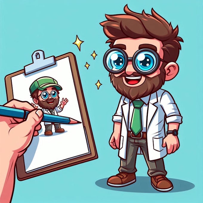 Draw a cartoon character in a funny illustration by Rennter | Fiverr