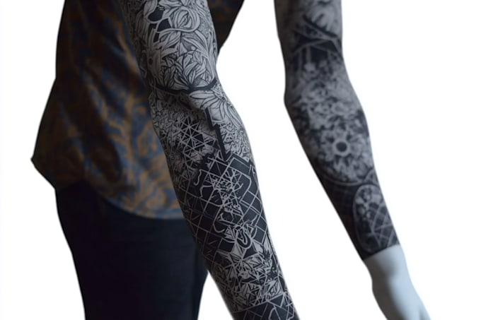 create sleeve tattoo design in geometric style