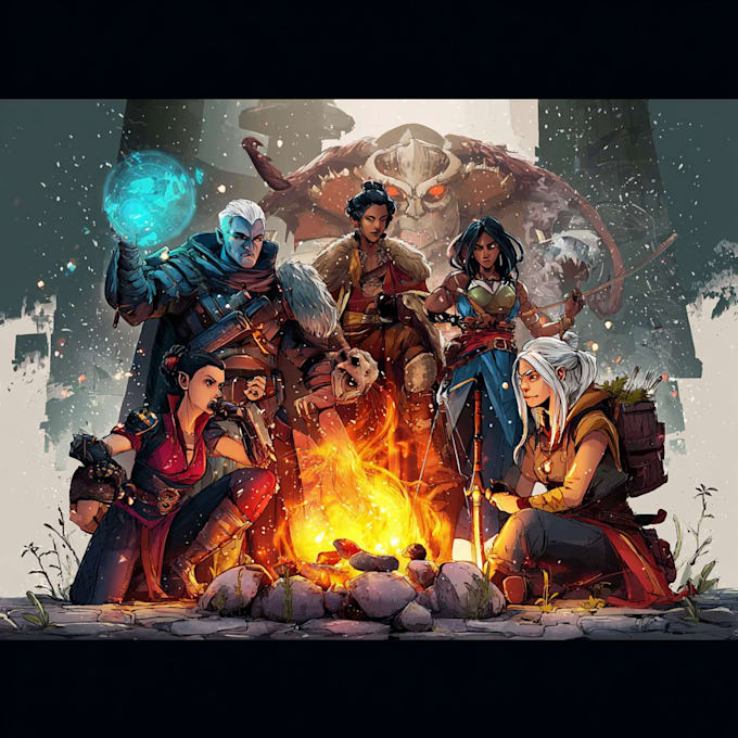 draw your dnd group party illustration