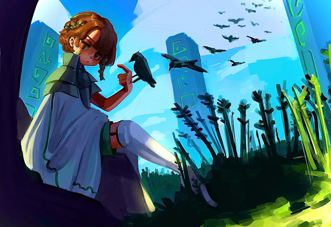 create childrens book illustration in a painterly style