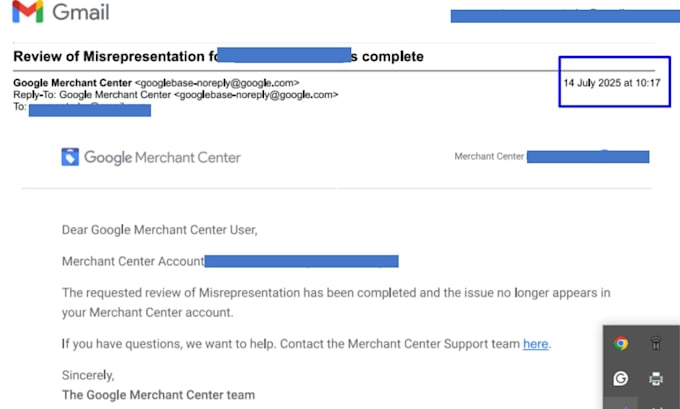 fix google merchant center suspension misrepresentation