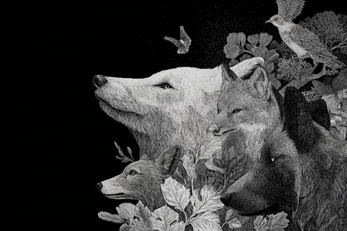 draw black and white illustrations