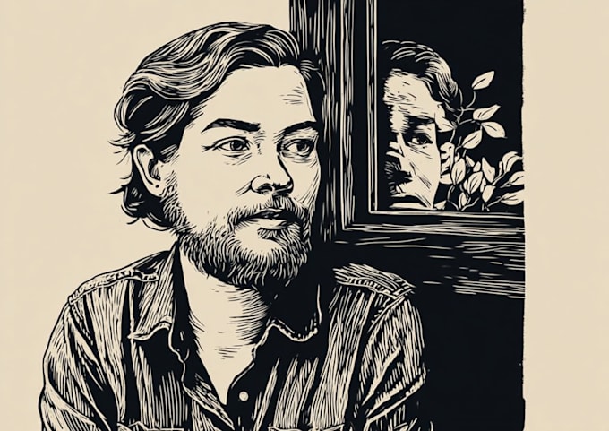 make custom portrait in linocut style
