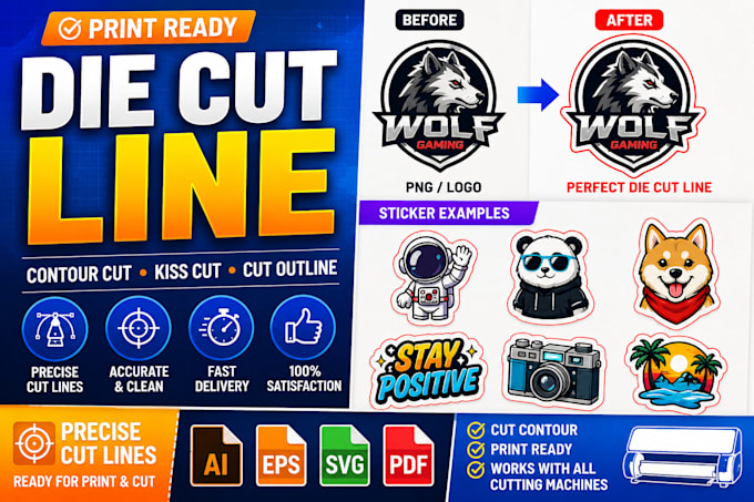 create die cut lines for sticker or logo