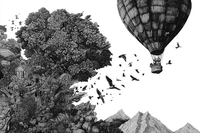 draw black and white illustrations