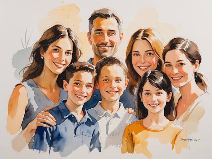 create a watercolor family portrait