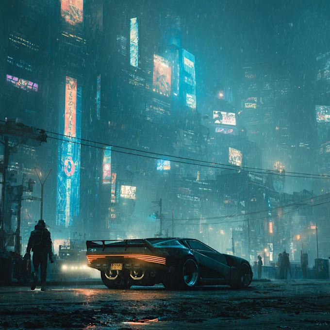 Create a cyberpunk futuristic city and background concept art ...