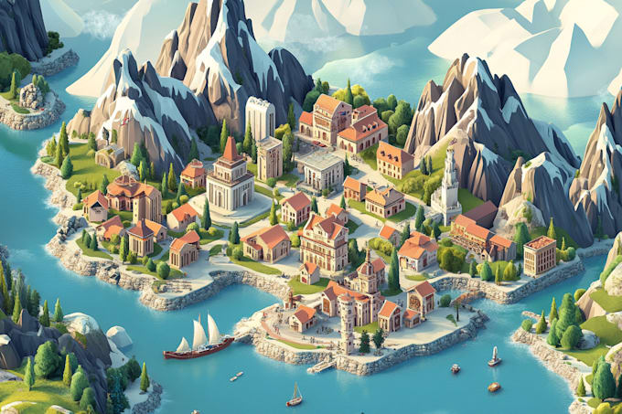 do custom map illustration, isometric map, site map design