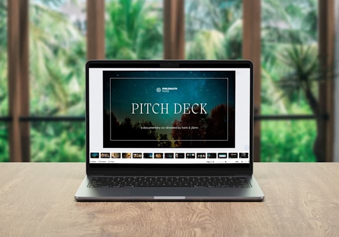 do premium pitch deck design for film, TV web series podcast pitch deck lookbook