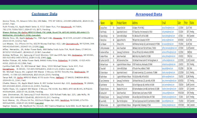 manually type data in excel from scanned PDF