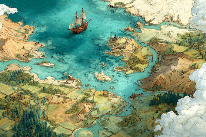 draw a professional top down fantasy map for you