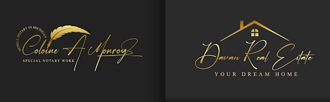 do unique script style mobile notary signature logo design