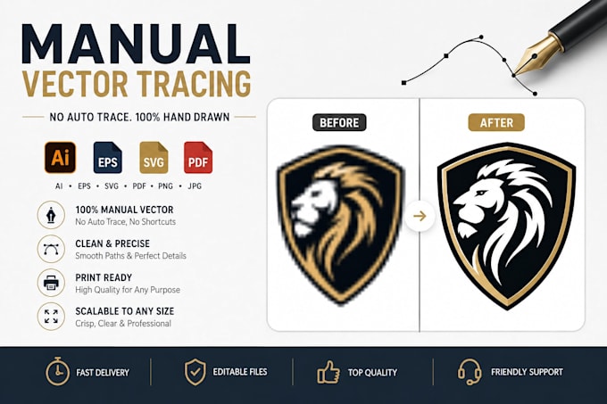 manually vectorize logo, photos, and silhouettes fast
