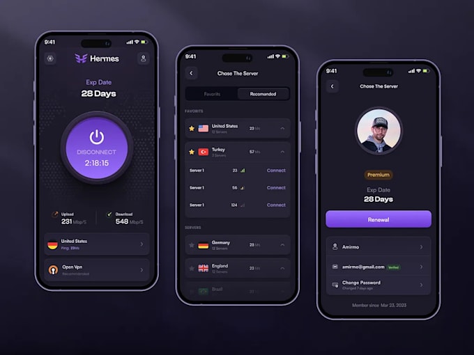 develop a secure and fast VPN app for android, ios, and desktop