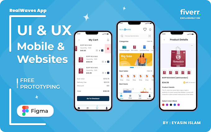 design intuitive mobile app UI UX in figma, app ui ux design, prototyping