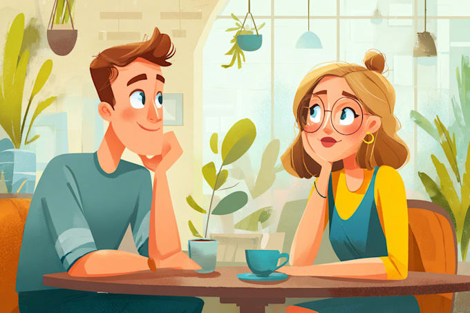draw vector cartoon portrait human, animals and objects