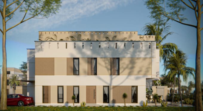 renew 3d real estate apartment,sketchup facade design,house elevation rendering