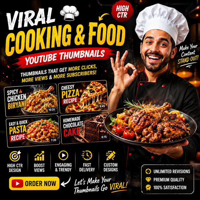 design high CTR viral cooking and food youtube thumbnails