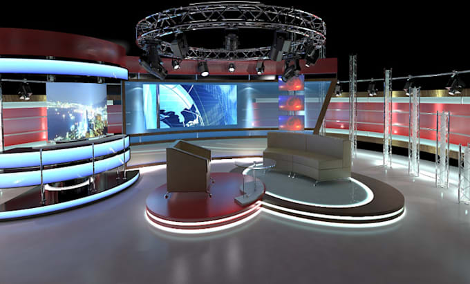 3d virtual studio set, stage booth, podium, 3d stage, 3d studio, 3d stage design