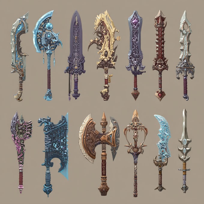 create weapon design and illustration