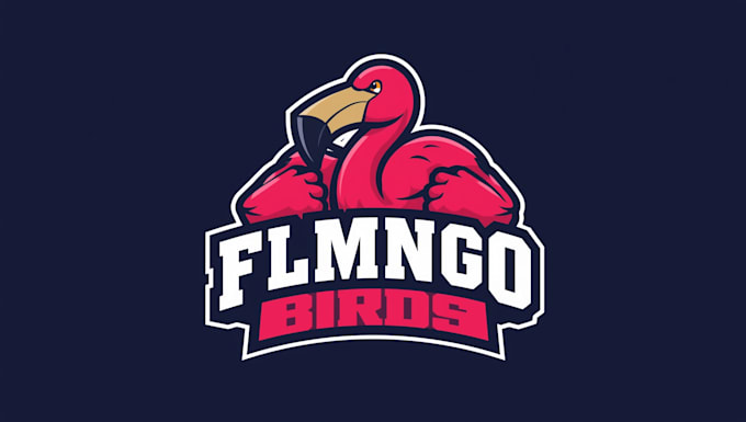 design creative flamingo mascot logo with unlimited revision