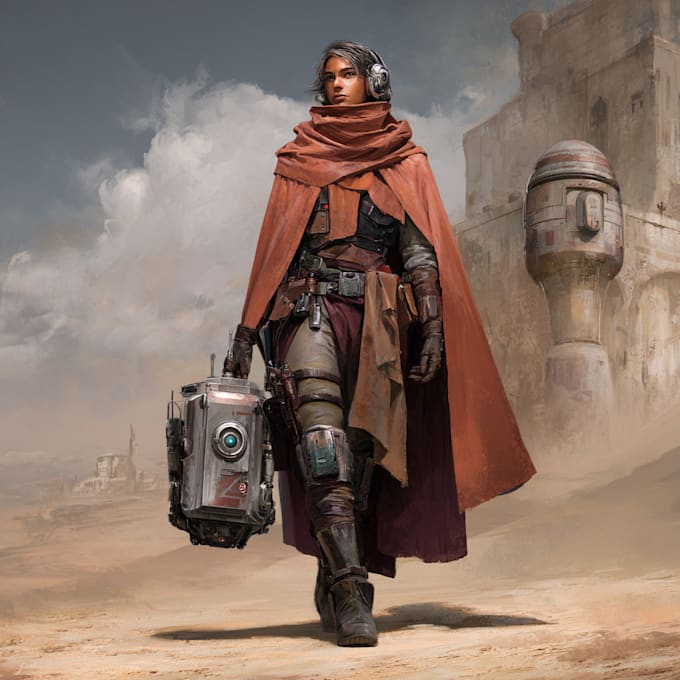 a sci fi character illustration or sci fi character