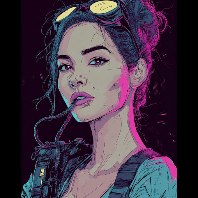 draw cyberpunk pop art portrait