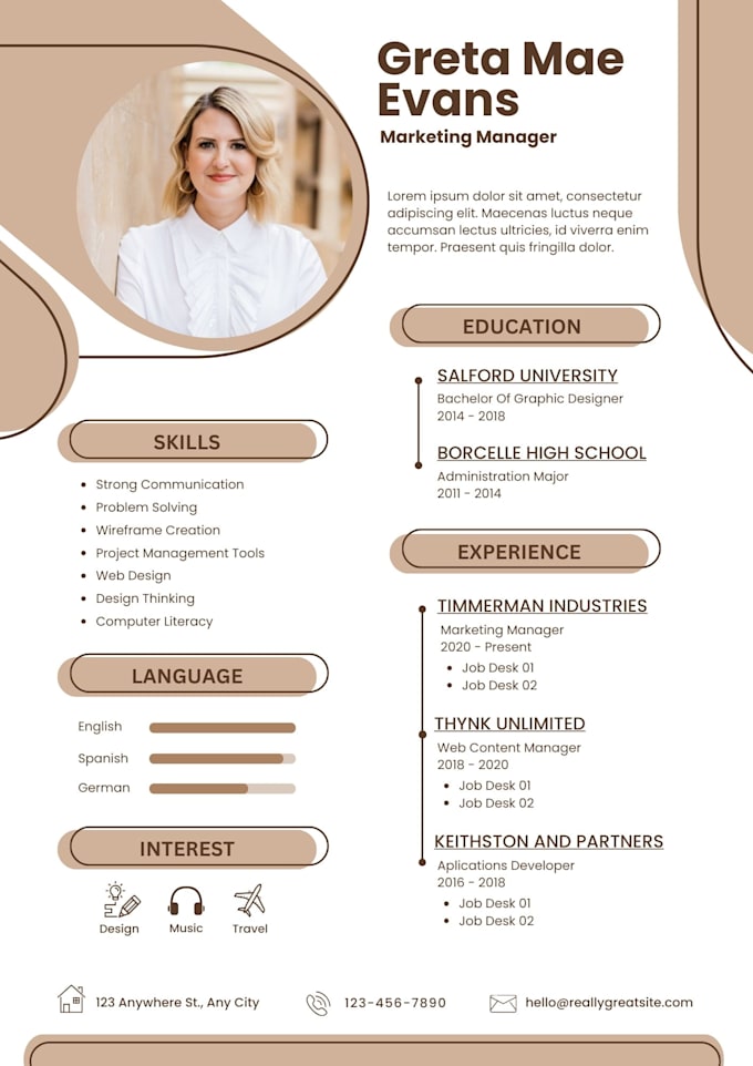 design professional cv, resume