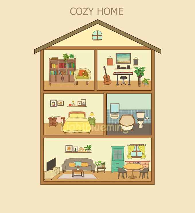 draw house cutaway illustration