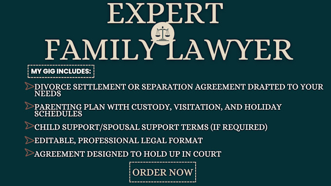draft divorce settlement, separation agreement, and co parenting terms