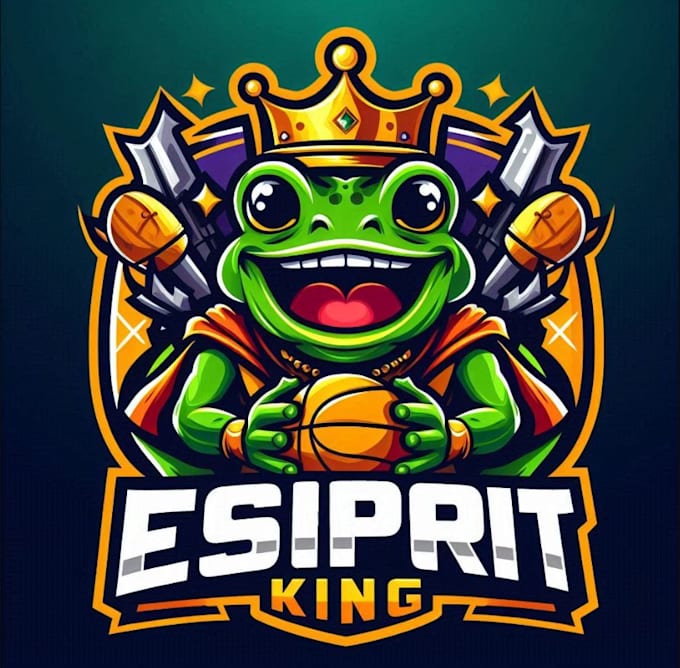 design esport cartoon frog king logo