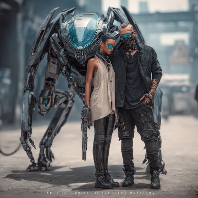 create scifi or cyberpunk character artwork