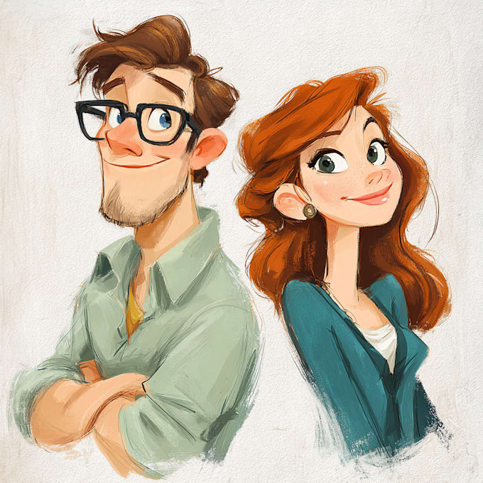 draw cartoon disney couple portrait