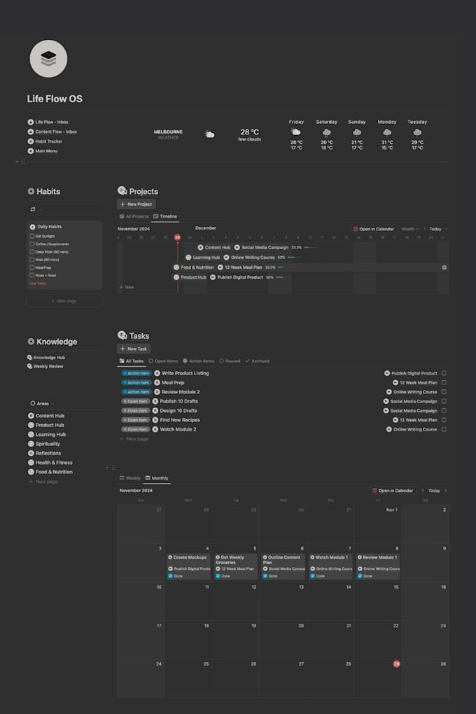 create a custom notion template and notion automation in 24 hours