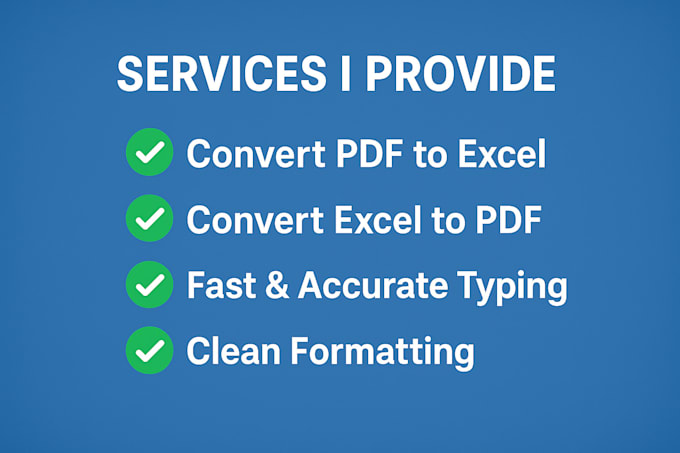 do fast typing, PDF to excel, and excel to PDF conversion