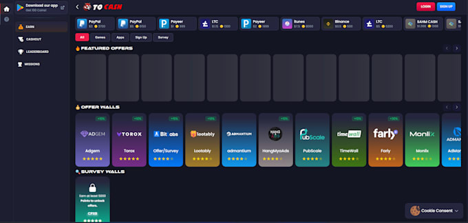 develop an high quality offerwall and survey reward website