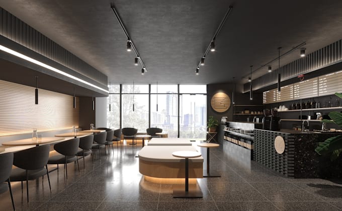 redesign 3d interior restaurant, café interior, retail store, bar, 3d rendering
