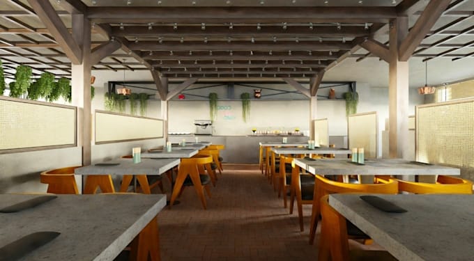 Do restaurant interior design, bar, cafe, in 3d and render by Abubakar ...