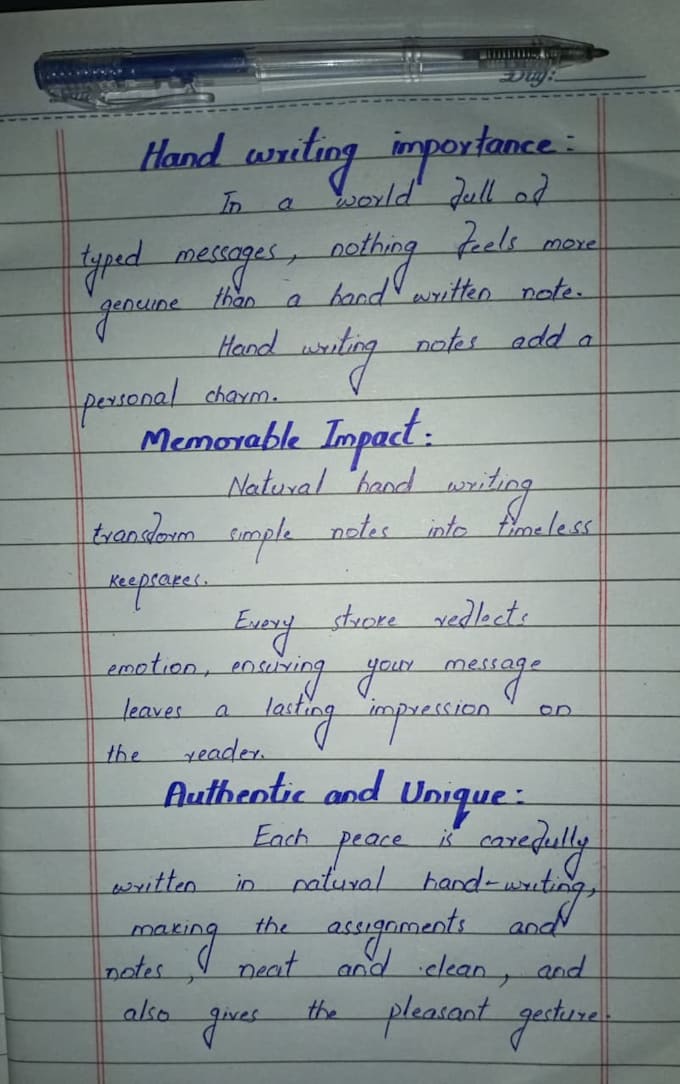write handwritten assignments, articles, notes and documents