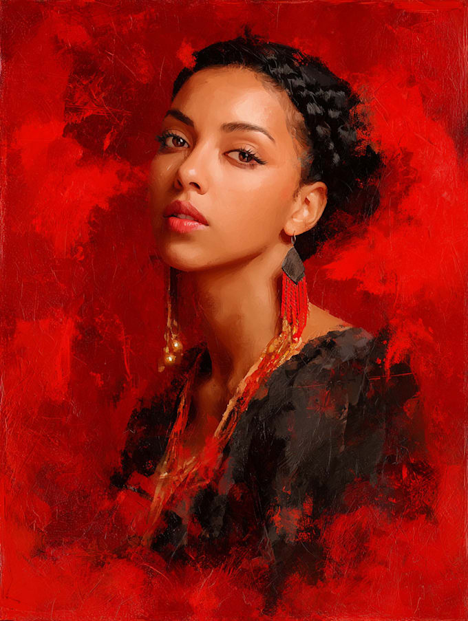 do hand draw realistic digital oil portrait painting