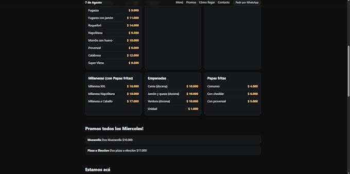 create a modern restaurant or pizzeria website with whatsapp orders